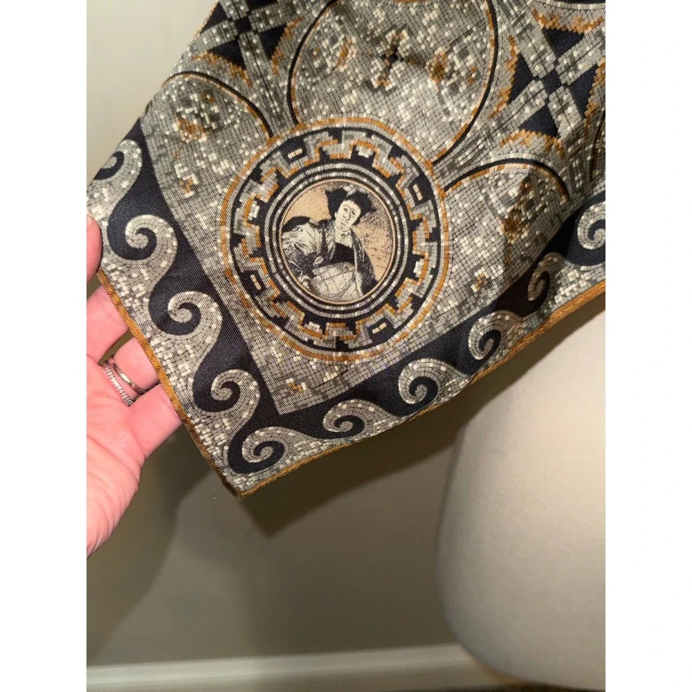 Designer‎ Silk Scarf Vintage Portrait Mosaic Design Square